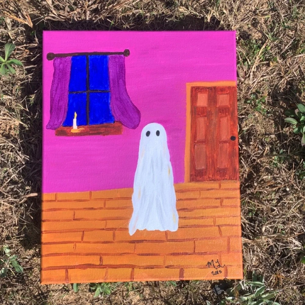 Original artwork “ Ghost in living room “ Oil Painting on Canvas - Picture 1 of 1